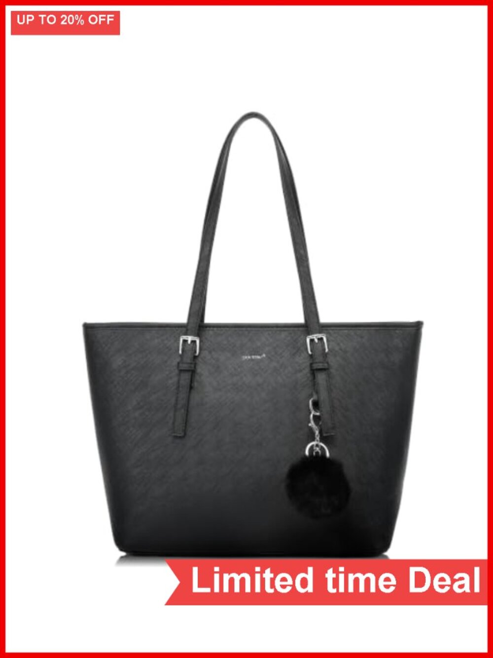 Large Tote Bag for Women Zipper Faux Leather PU Work Shoulder Handbag Purse
